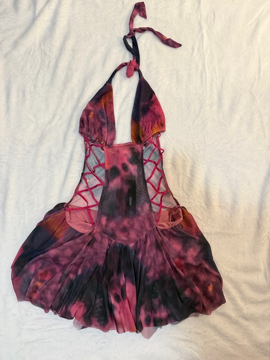 Fashion Nova Dresses & Skirts - Tie-Dye Halter Mini Dress with Lattice Sides